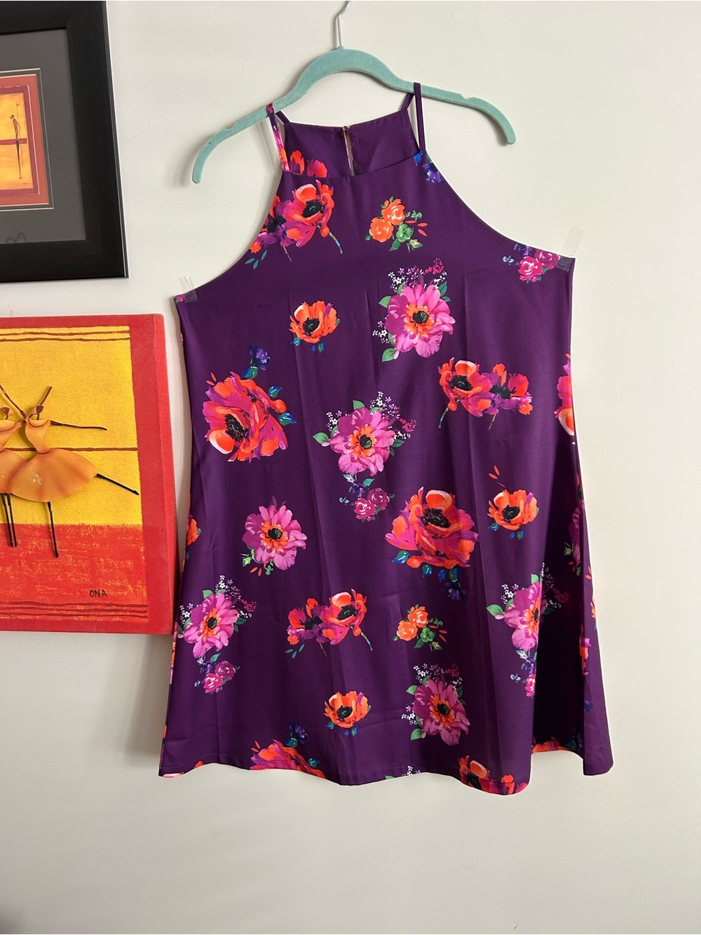 Source Unknown Purple Floral Mini Dress NWOT